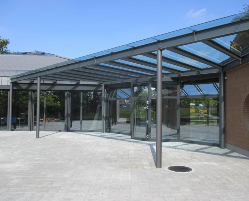 3 Collège Romanel Verrière Structure Acier + Poteau Traverse Acier Jansen + Profilé Alu Schüco Thermolaqué + Verre Sécurisé Construction Métallique Adani