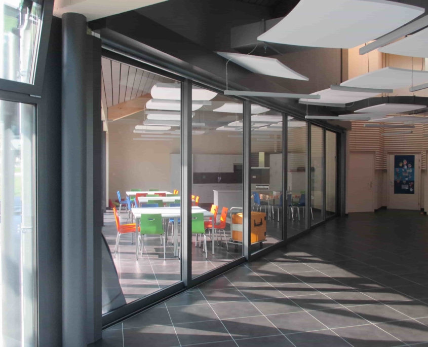 Collège Romanel Coulissant Profilé Alu Schüco Thermolaqué + Verre Sécurisé Construction Métallique Adani