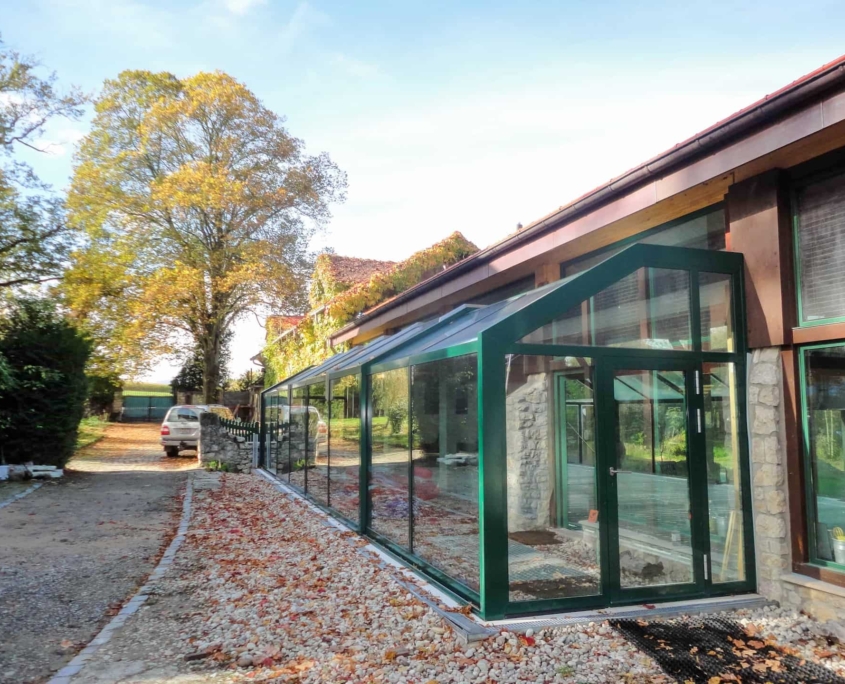 Maison De Maître Couliisant À Levage Artisanale Profilé Alu Schüco Thbermolaqué + Verre Sécurisé Construction Métallique Adani